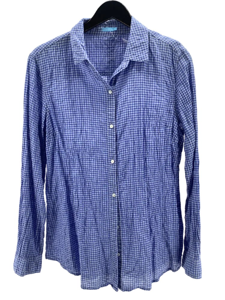 J. McLaughlin Size M Blue & White Shirt