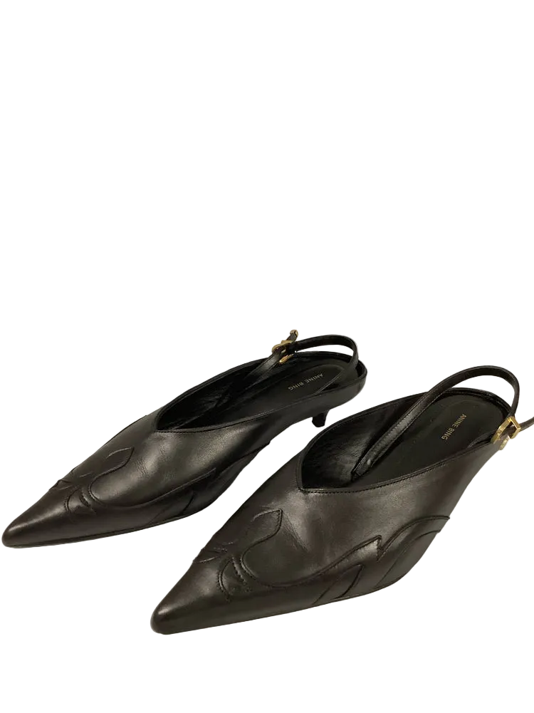 Anine Bing Shoe Size 7 Black Rae Slingbacks