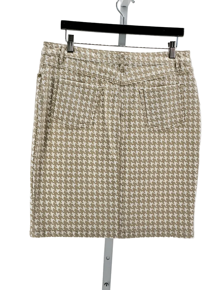 J. McLaughlin Size 12 Tan & White Skirt