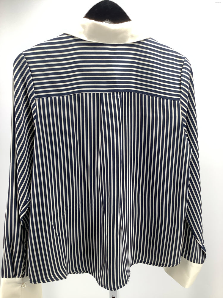 Evereve Size M Blue & Cream Julia Shirt