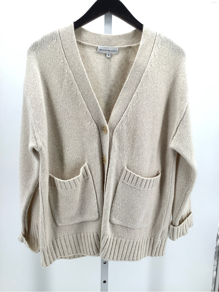 White + Warren Size M Cream Cardigan