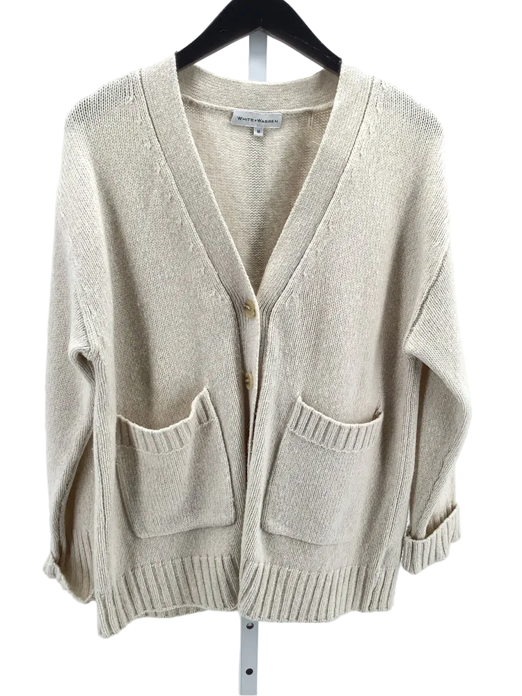 White + Warren Size M Cream Cardigan