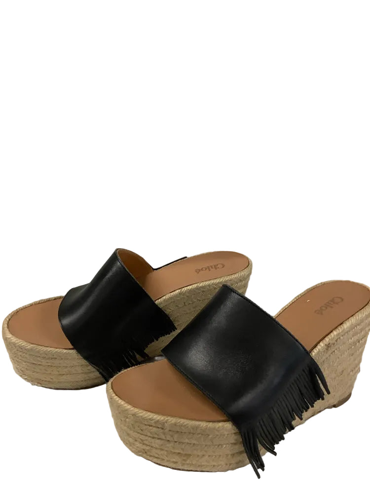 Chloe Shoe Size 8 Black Estel Wedges