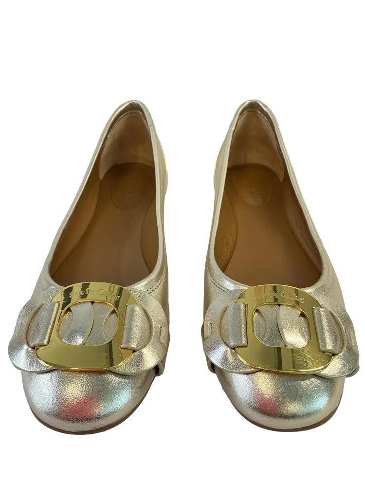 See by Chloe Shoe Size 7 Gold Chany Flats