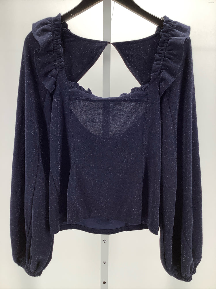 Free People Size L Navy & Silver Constellation Shirt