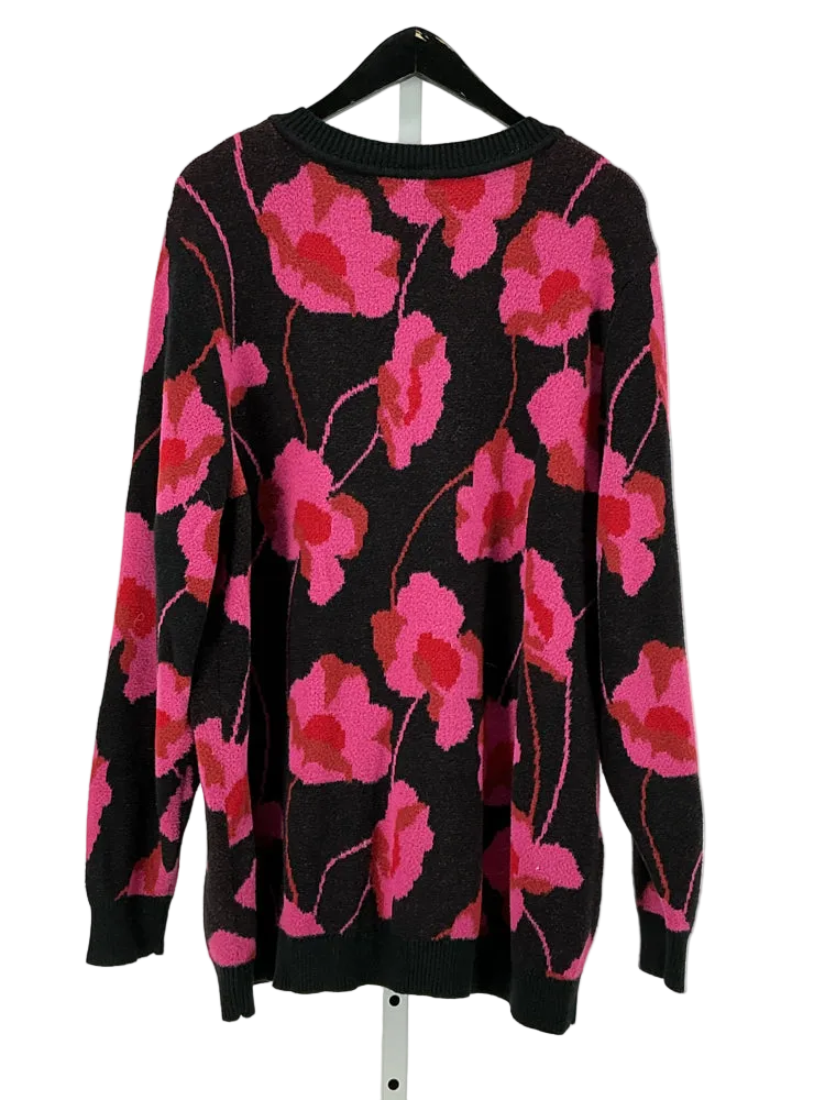 Cabi Size XL Black & Pink Sweater