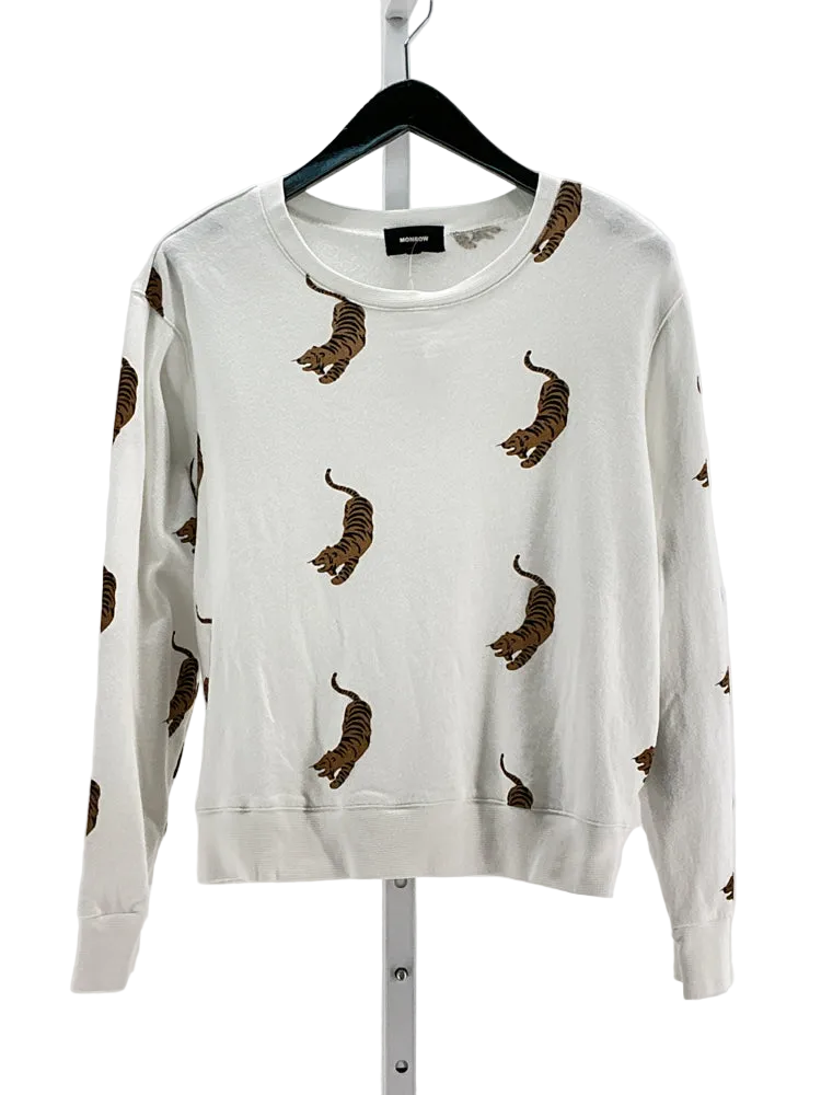 Monrow Size M White multi Sweatshirt