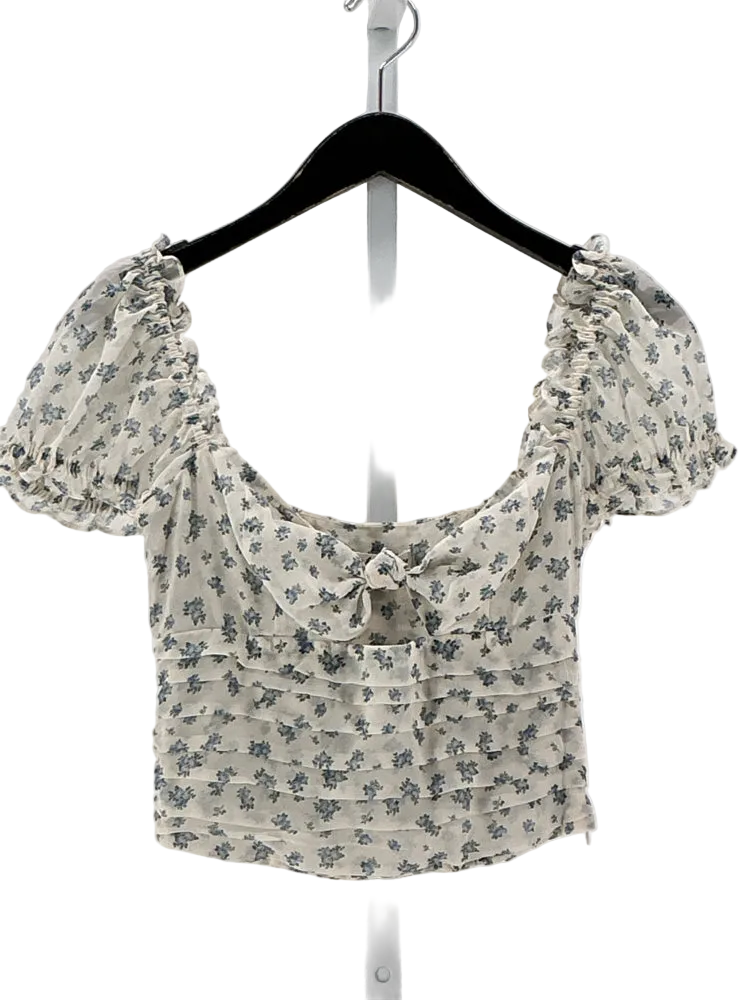 For Love & Lemons Size XXS White & blue Shirt