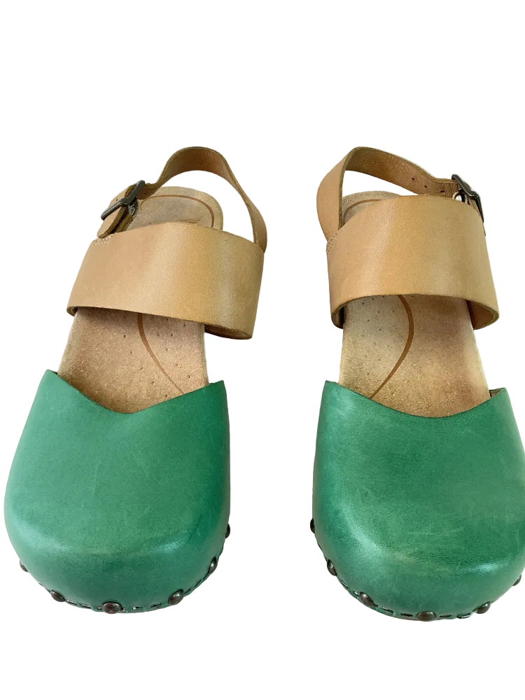 Dansko Shoe Size 6.5/7 Green & Brown Heels
