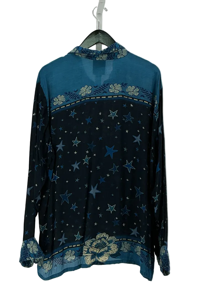 Farm Rio Size XL Blue Multi Shirt