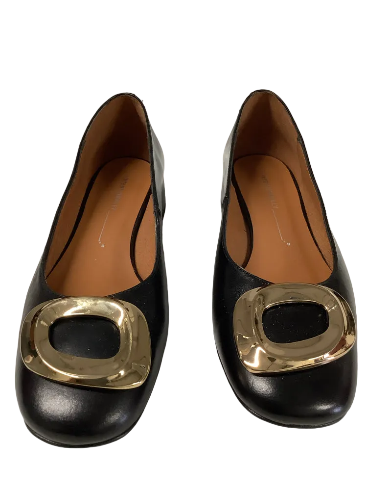 Intentionally Blank Shoe Size 6 Black & Gold Mister Heel Flats