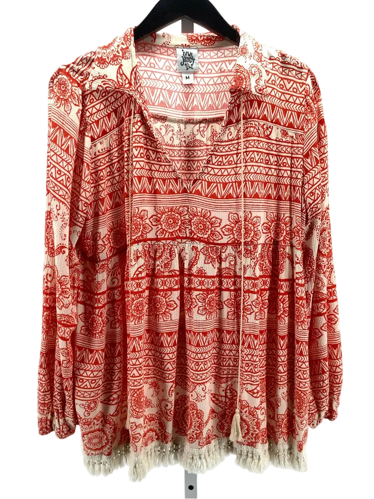 Ivy Jane Size M Orange & White Shirt