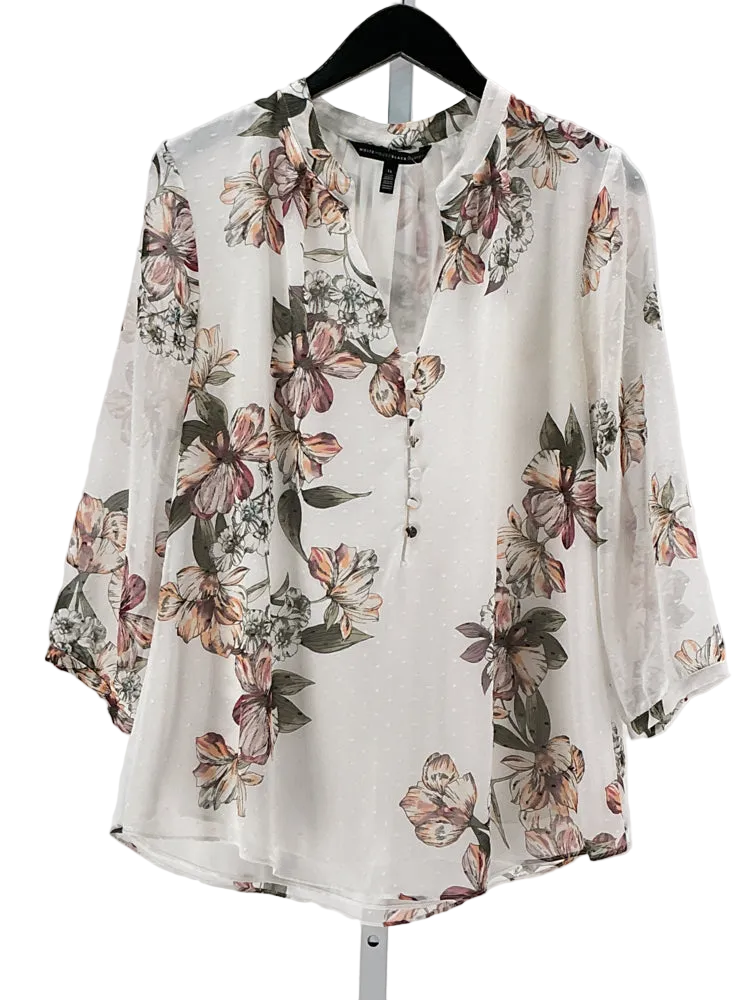 White House Black Market Size 14 White multi Shirt