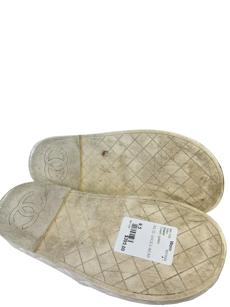 Chanel Shoe Size 9.5 Cream Slides