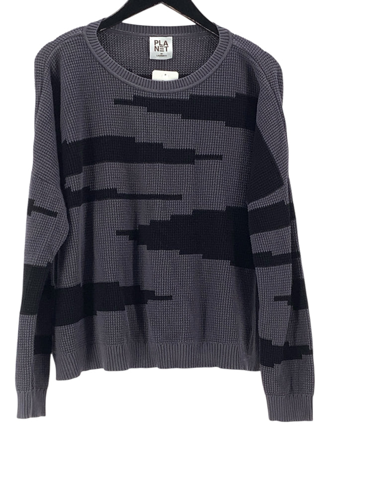 Planet by Lauren G Size One Size Gray & Black Sweater