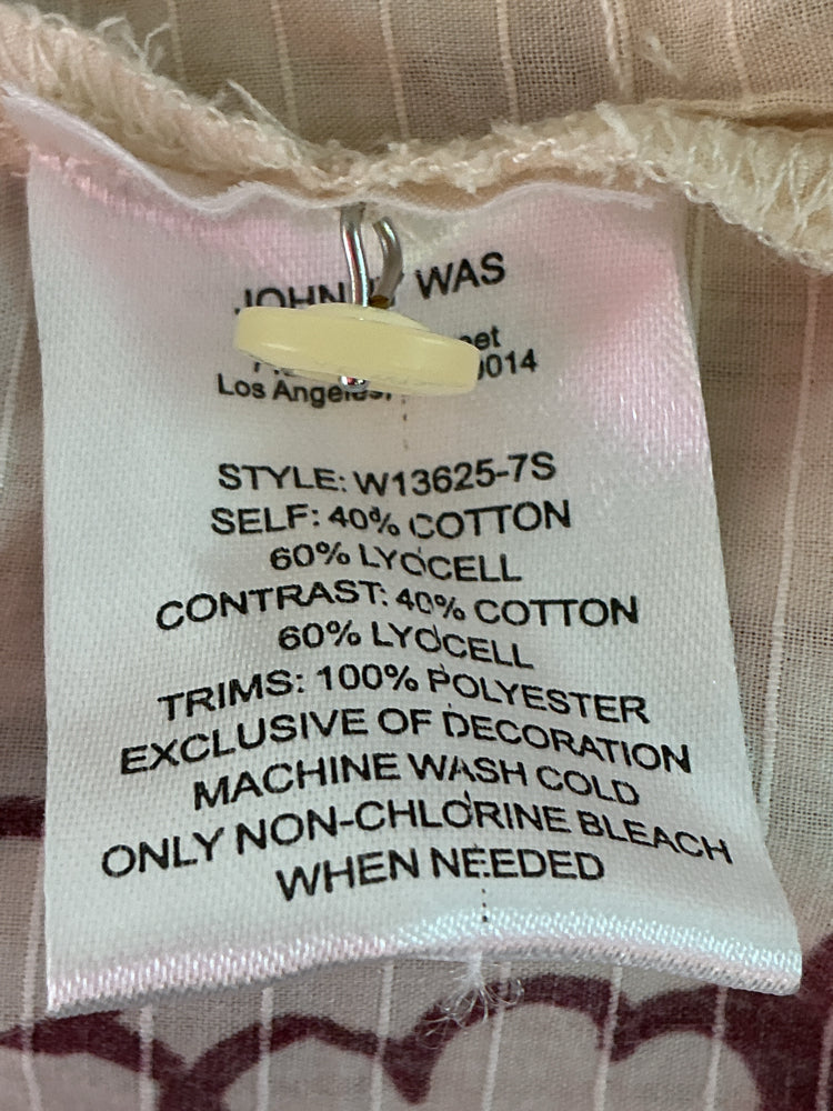 Johnny Was Size M Cream & Burgundy Shirt