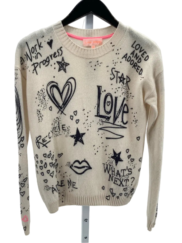 Lisa Todd Size XS Tan & Black Messenger Sweater