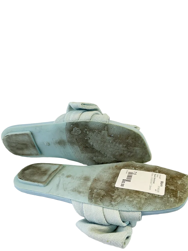 Stuart Weitzman Shoe Size 7.5 Blue LOVEKNOT Slides
