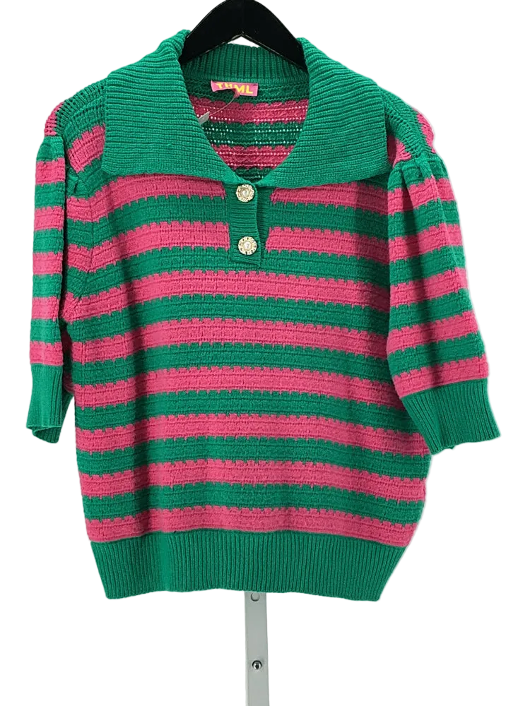 THML Size L Green & Pink Sweater