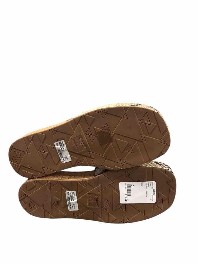Schutz Shoe Size 10 Tan Multi Yara Wave Slides