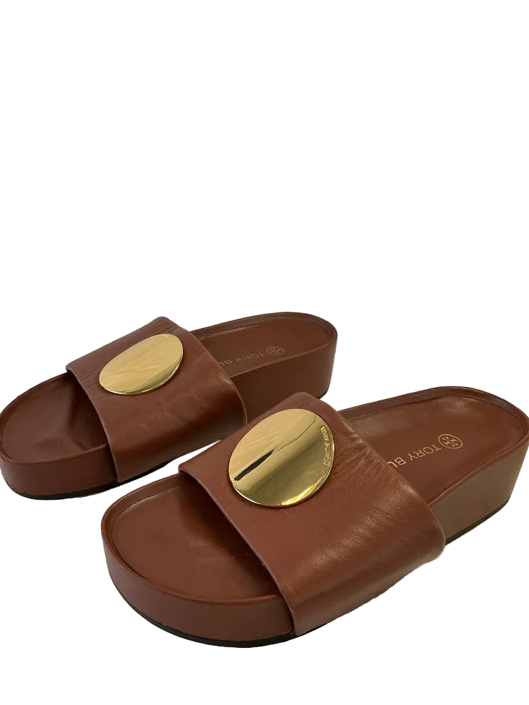 Tory Burch Shoe Size 6.5 Brown Patos Slides
