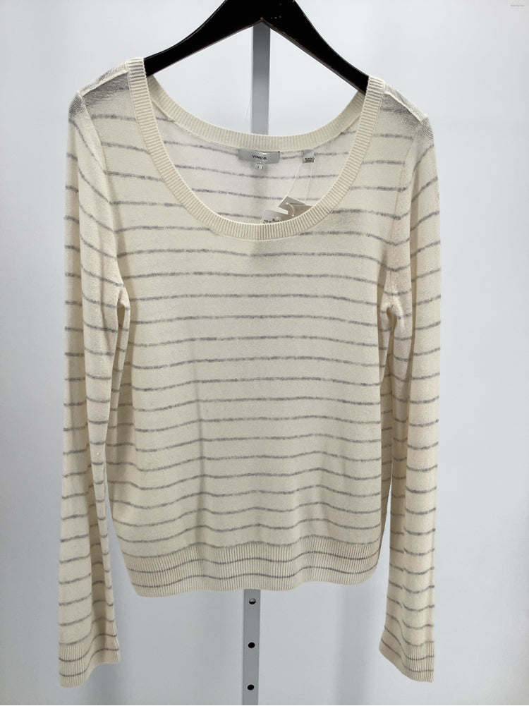 Vince Size L Cream & Gray Sweater