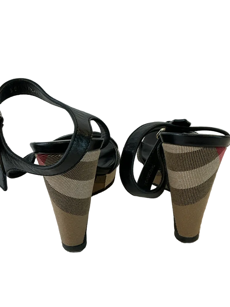 Burberry Shoe Size 7.5/8 Black multi Wedges