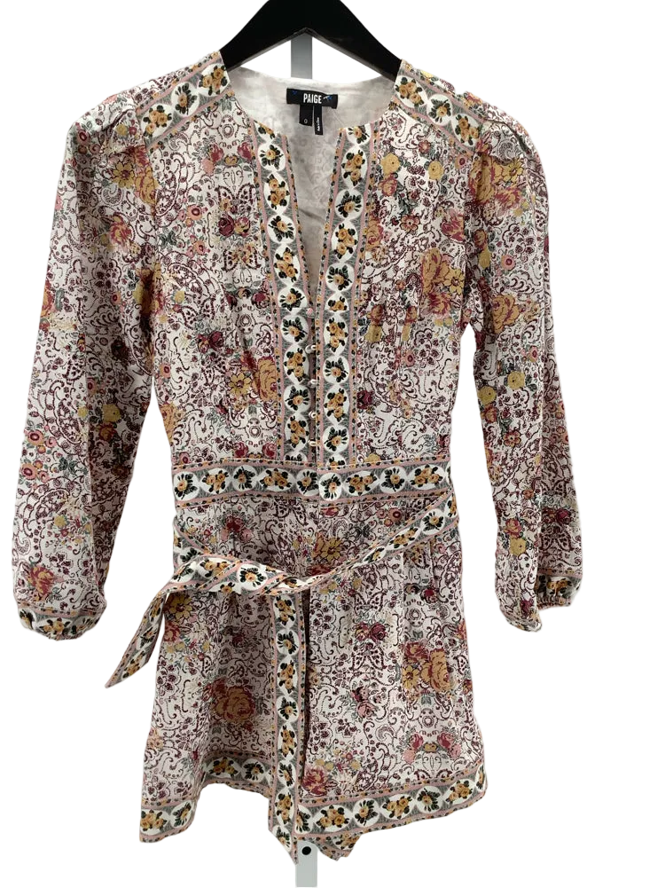 Paige Size 0 Tan Multi Puglia Romper
