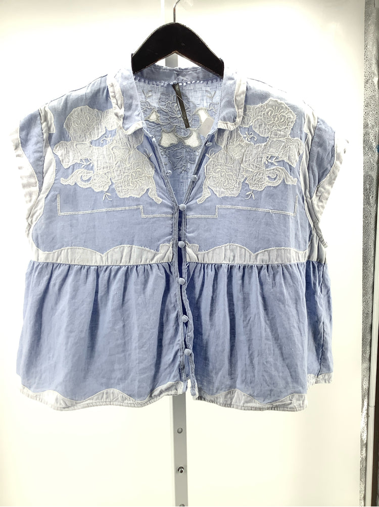 by anthropologie Size M Blue & White Shirt