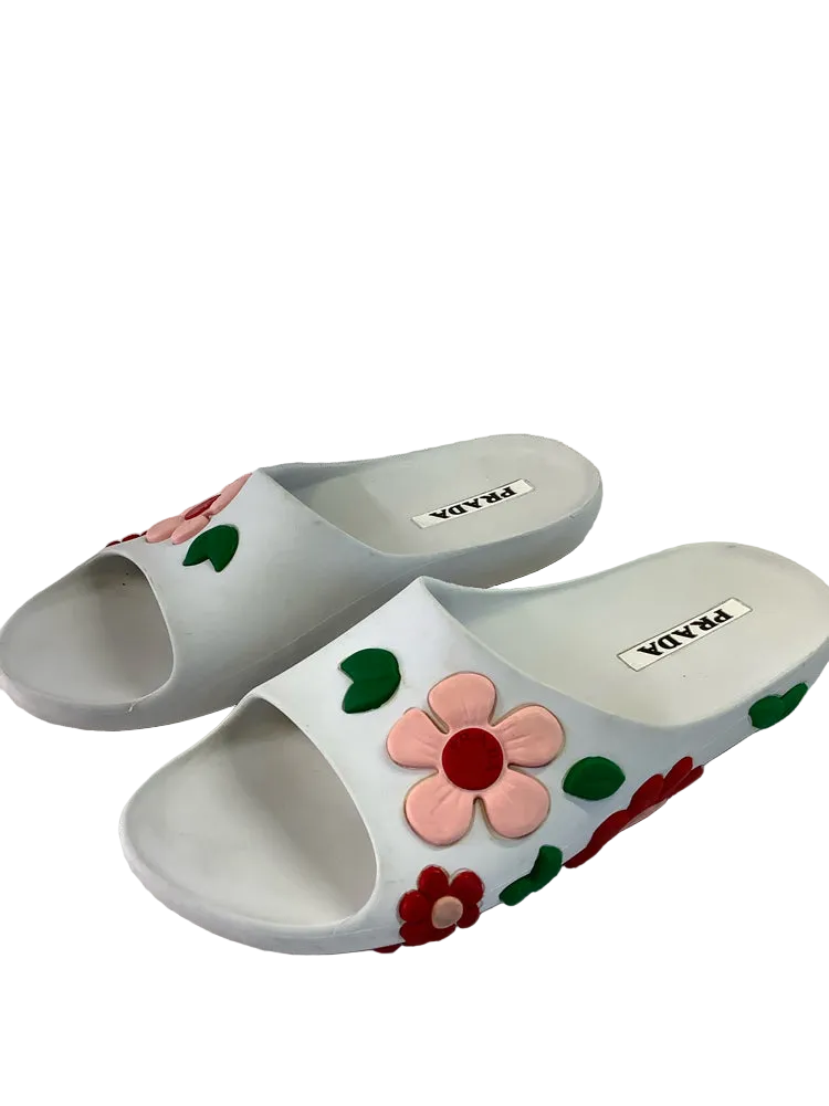 Prada Shoe Size 10 White multi Slides