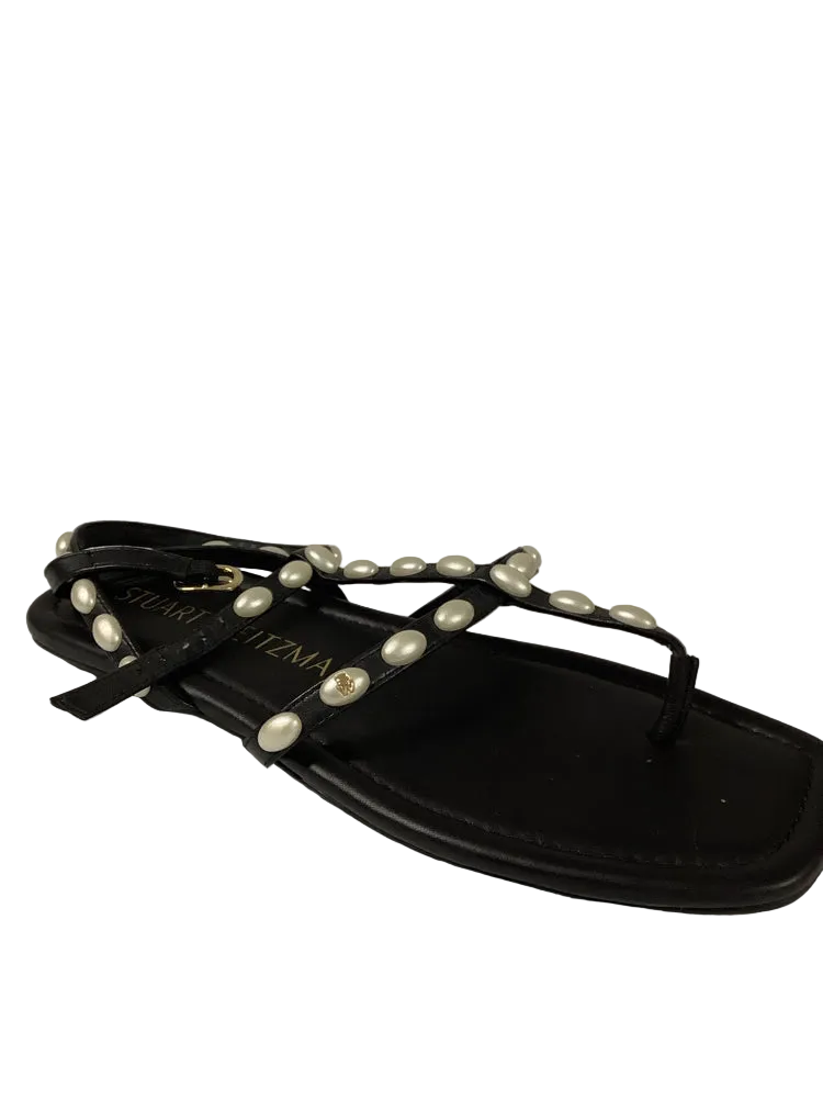 Stuart Weitzman Shoe Size 7.5 Black & White Pearlita Sandals