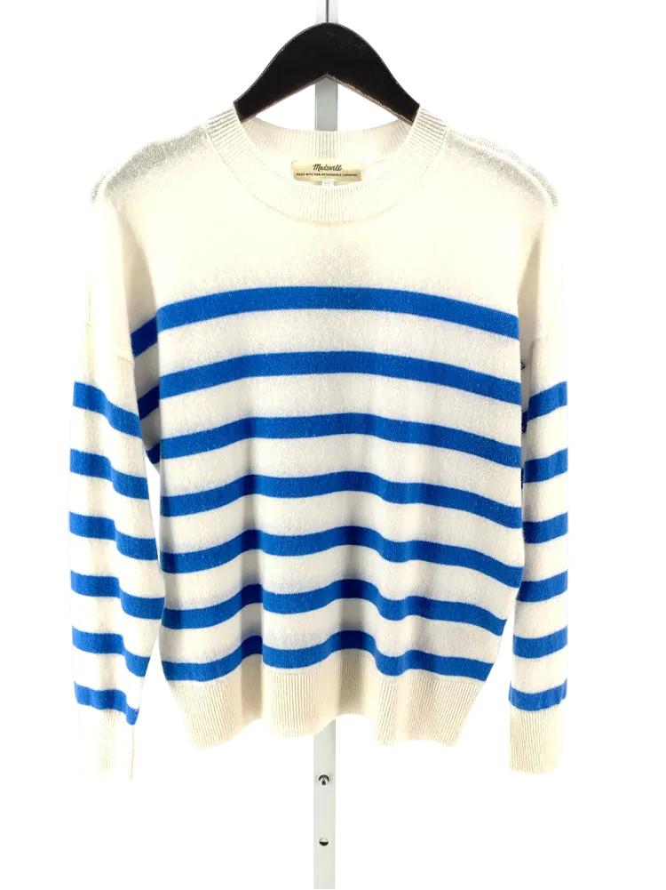 Madewell Size XXS Cream & Blue Sweater
