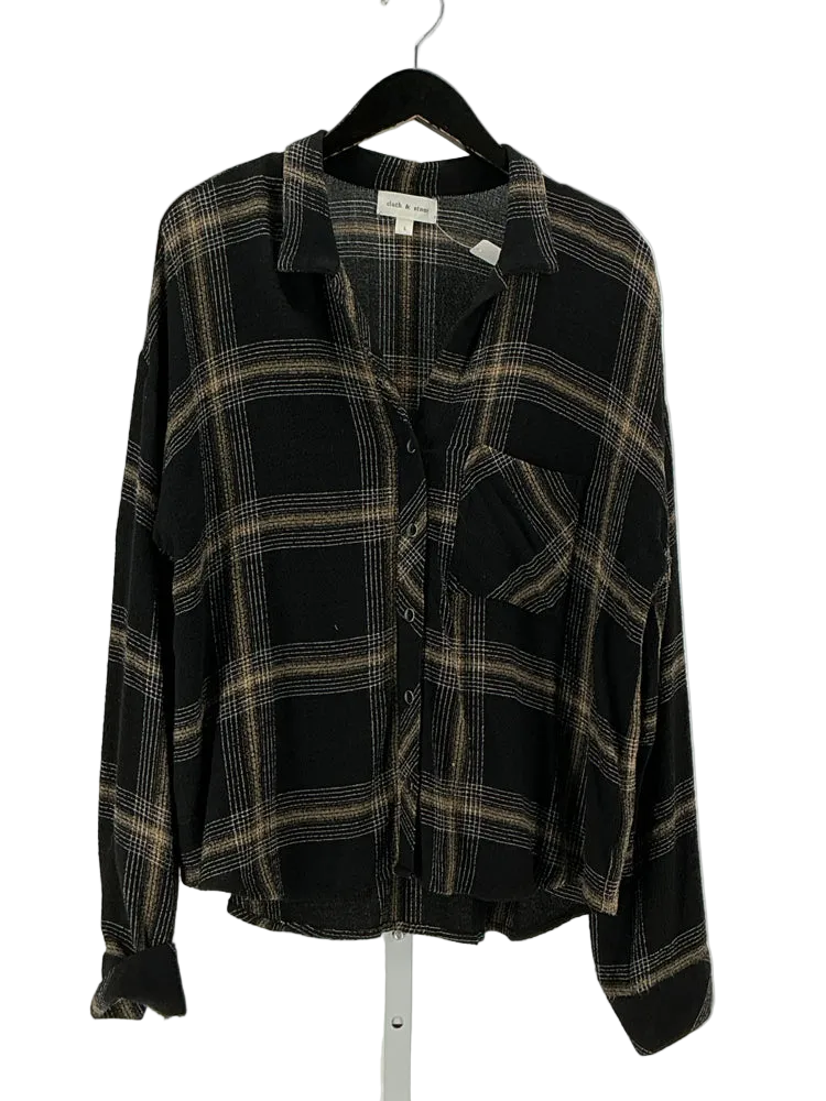 Cloth & Stone Size L Black & Tan Shirt