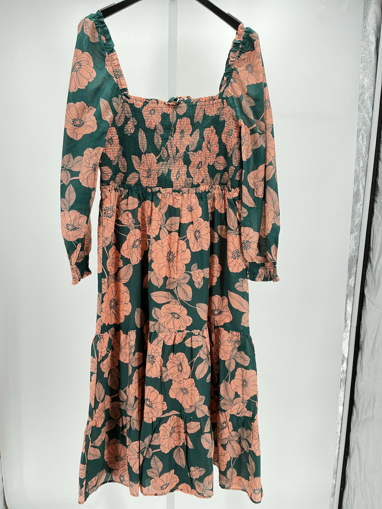 Vineyard Vines Size L Peach & Green Warren Dress