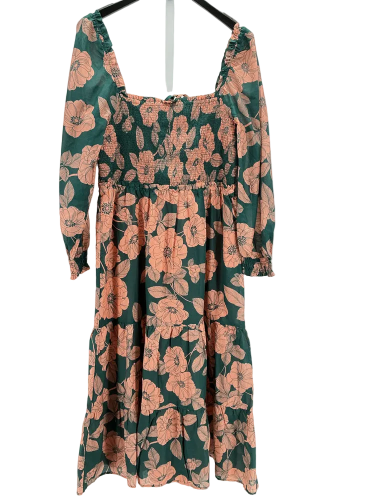 Vineyard Vines Size L Peach & Green Warren Dress