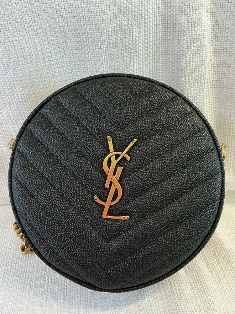 Saint Laurent Black Vinyle Round Camera Bag Handbags