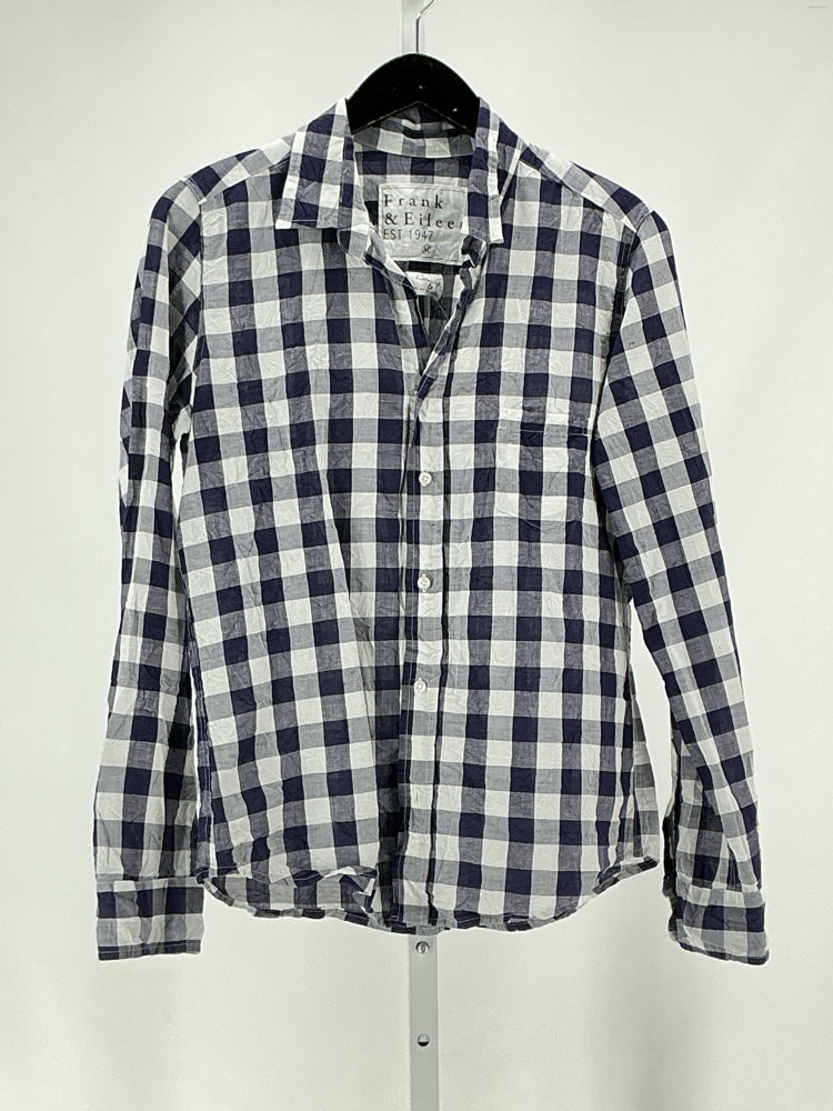 Frank & Eileen Size M Navy & white Shirt