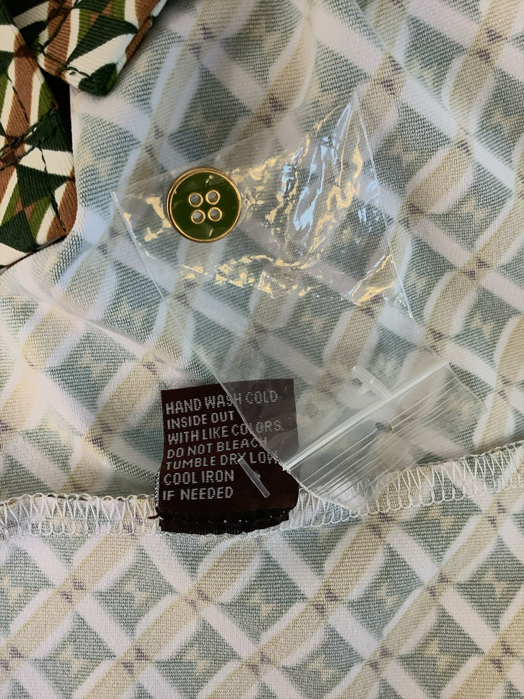 J. McLaughlin Size XL Green & Tan Shirt