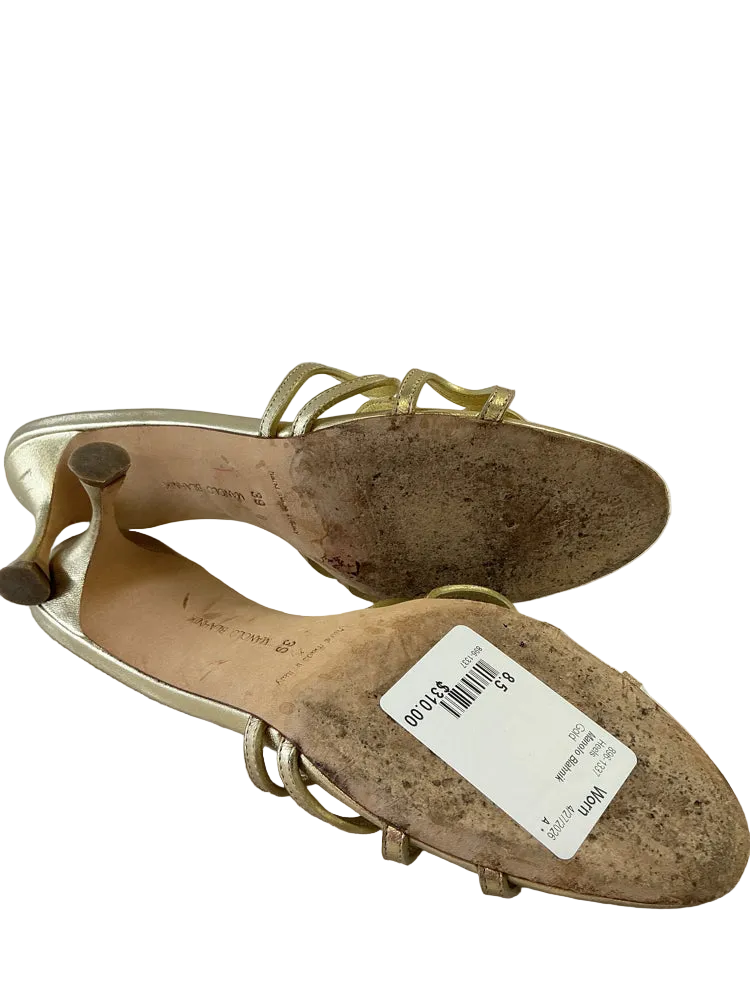 Manolo Blahnik Shoe Size 8.5 Gold Heels