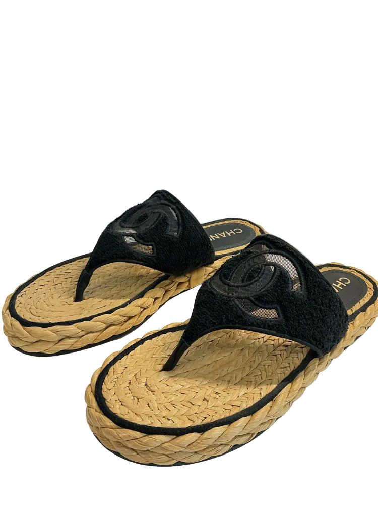 Chanel Shoe Size 10 Black Espadrille