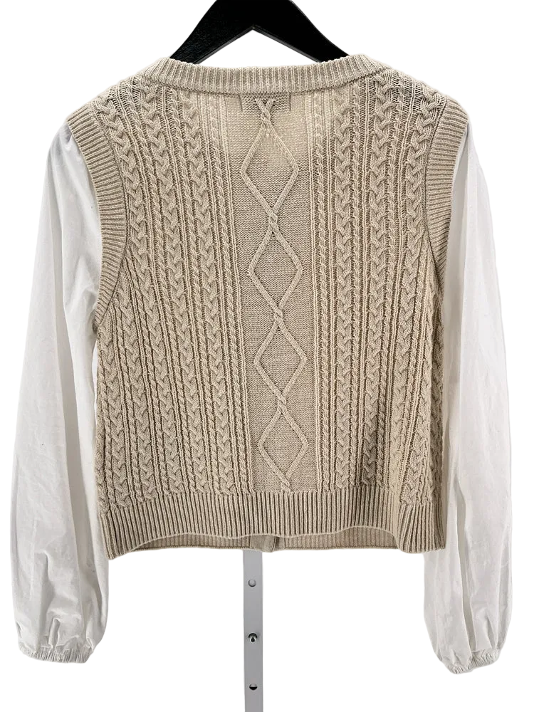 Evereve Size XS Tan & White Della Sweater