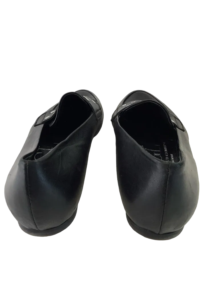 Vero Cuoio Shoe Size 6.5 Black & Silver Loafers