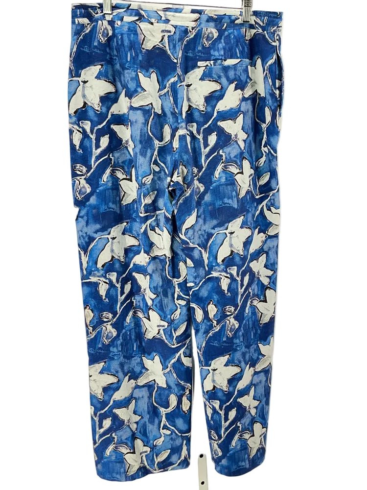 Peruvian Connection Size 12 Blue & White Pants