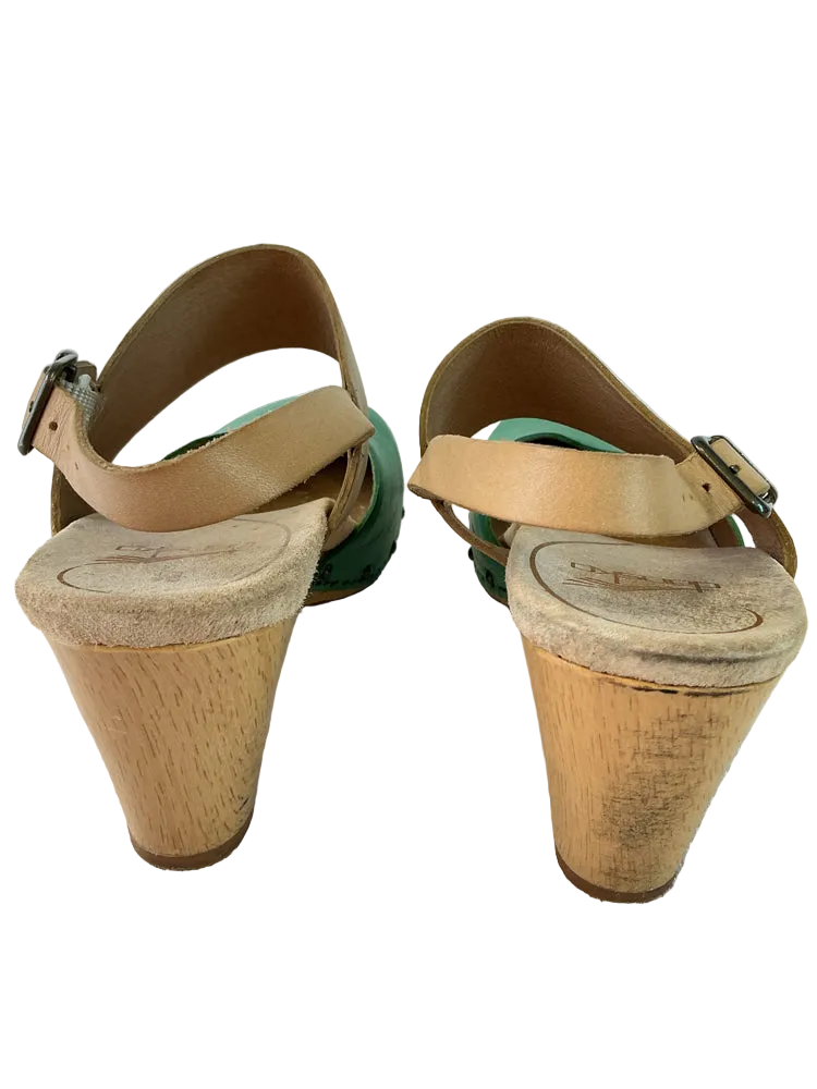 Dansko Shoe Size 6.5/7 Green & Brown Heels