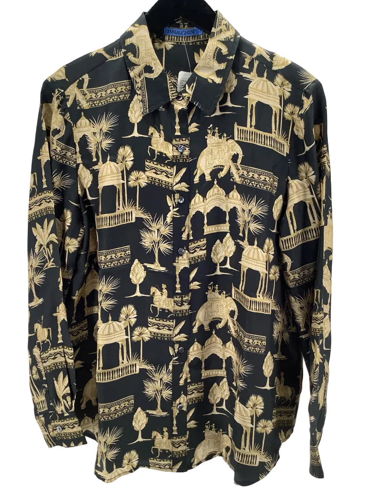 J. McLaughlin Size M Black & Tan Shirt
