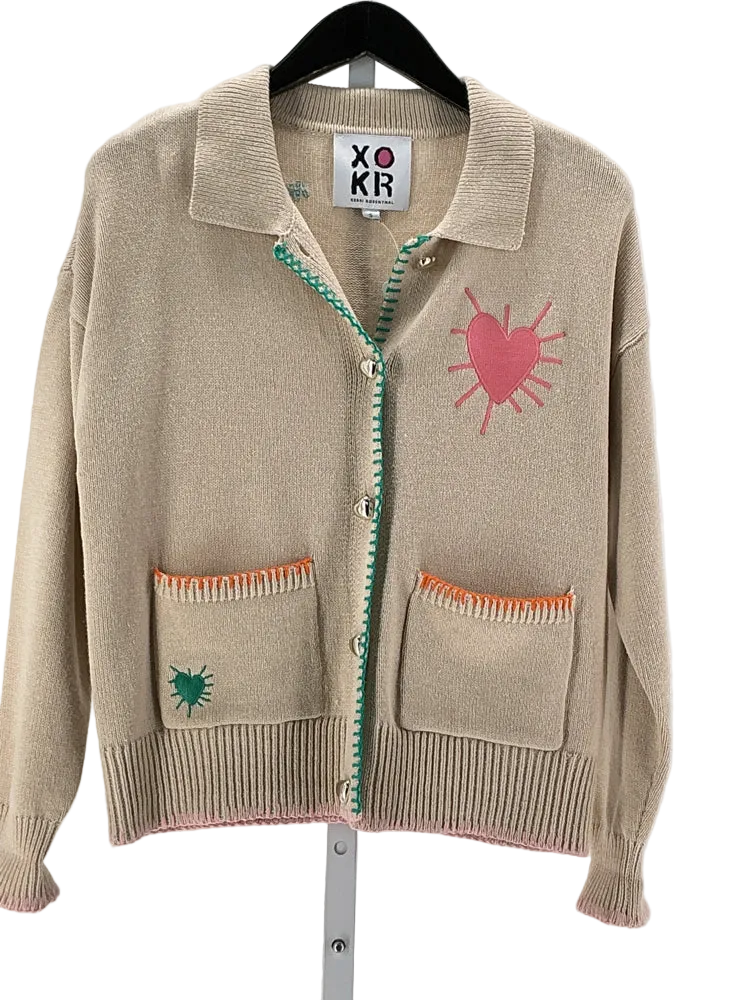 Kerri Rosenthal Size S Tan Multi Cardigan