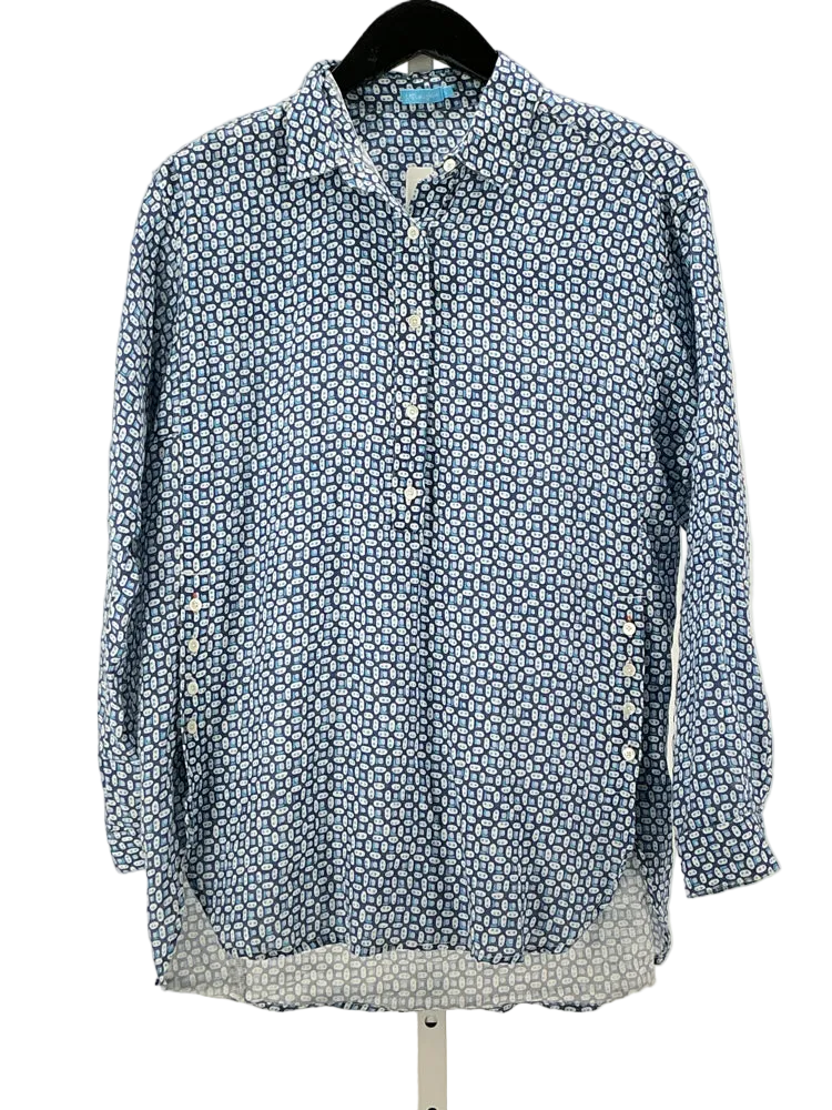 J.McLaughlin Size S Blue & White Shirt