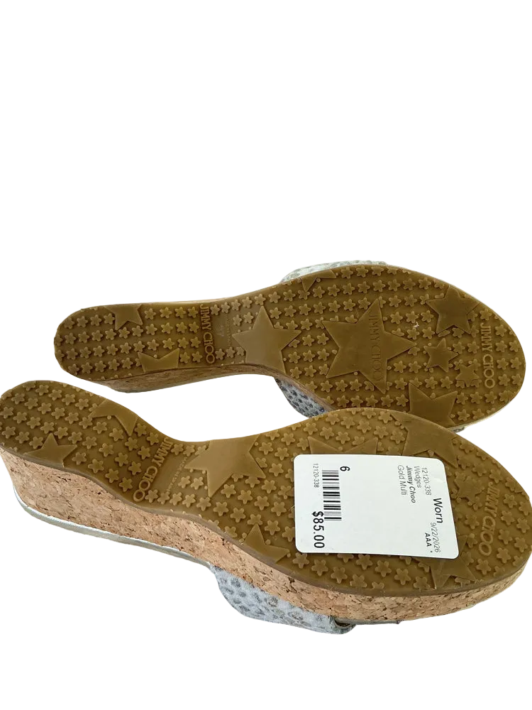 Jimmy Choo Shoe Size 6 Gold Multi Wedges