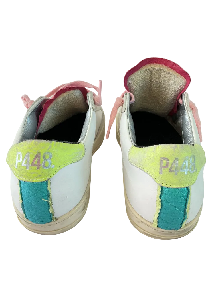 P448 Shoe Size 6 White & Pink Sneakers
