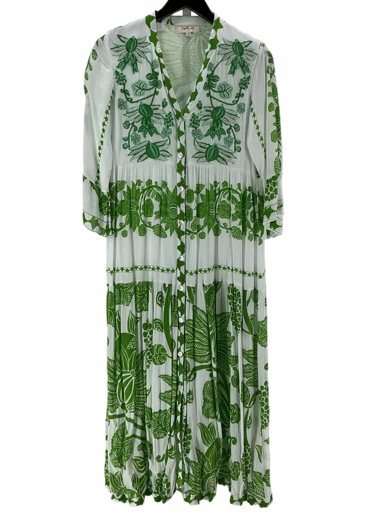 Derhy Size S Green & White Dress